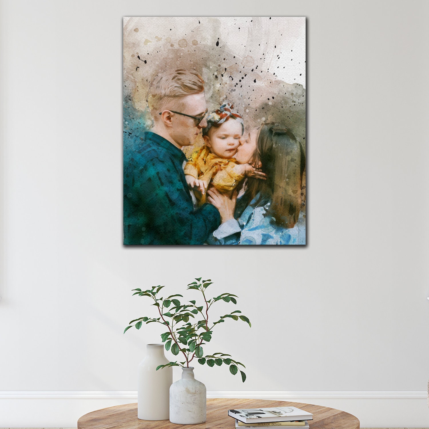 Family Canvas Art | Watercolor Portrait Family Gift | Family Portrait ...