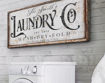 Personalized Laundry Room Decor | Farmhouse Laundry Sign | Vintage Laundry Room Sign | Laundry Room Decor | Laundry Room Canvas Wall Art