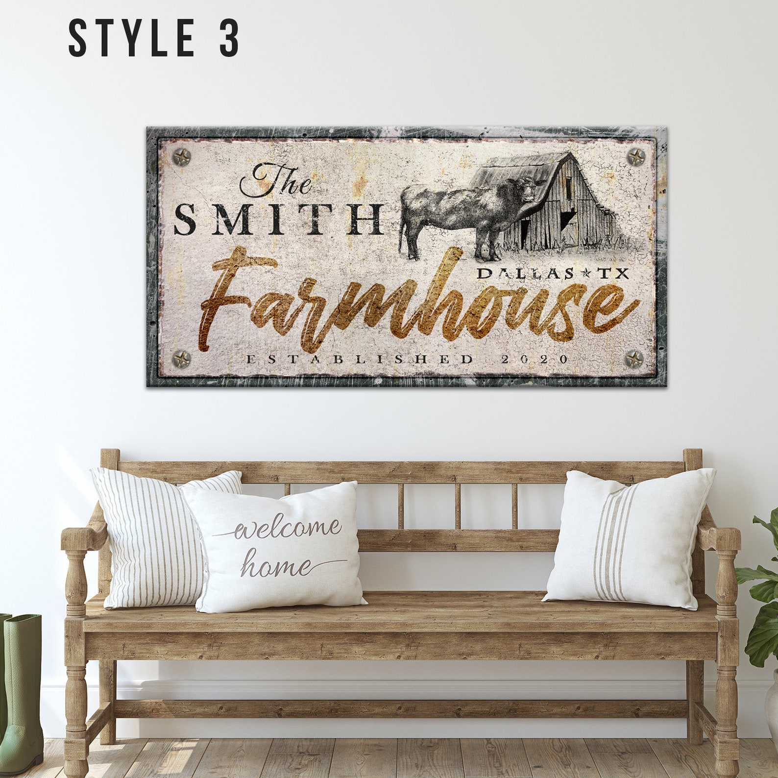 Farmhouse Custom Sign Modern Homestead Sign Family Wall Art Etsy