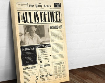 Newspaper Retirement Gift,Personalized Retirement Gift for Men or Women,Retirement Party Decoration,Vintage News Paper Retirement Gift Decor