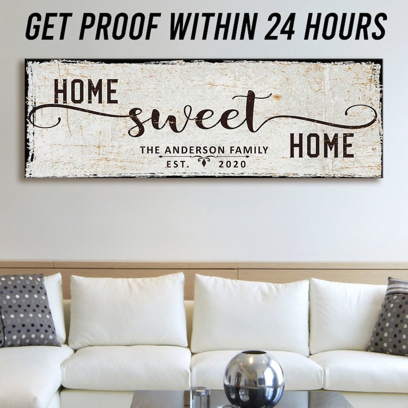 Home Sweet Home Sign Personalized Home Sign-for Above Couch-living Room ...