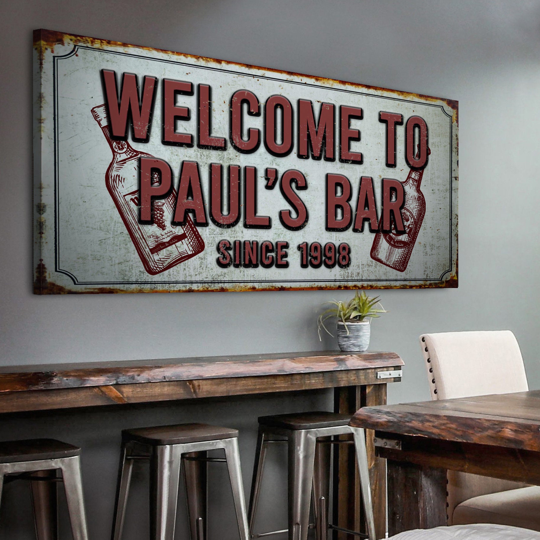 Bar Home Decor Wall Art Canvas Print Backyard Living Room Etsy