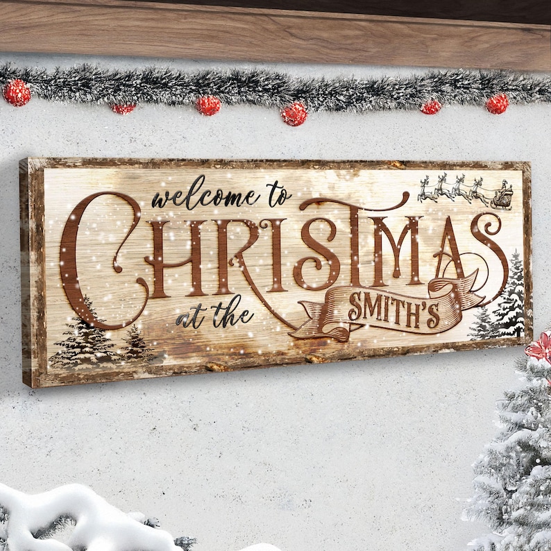 Welcome to Christmas Sign | Personalized Christmas Name Sign Wall Décor ...