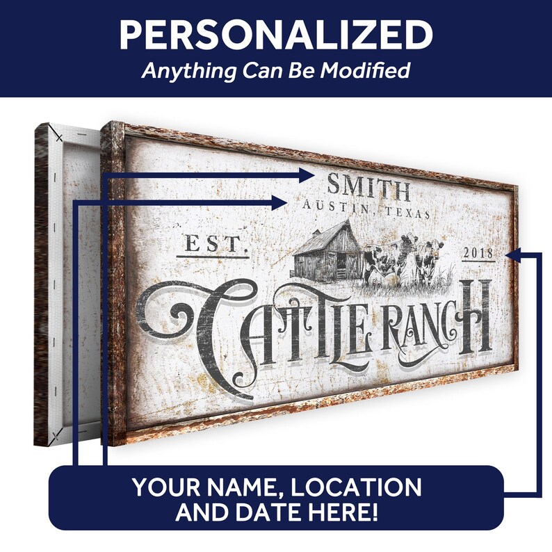 Custom Cattle Ranch Sign Custom Cattle Ranch Sign | Cow Sign Farm Wall Decor | Farmhouse Cattle ...