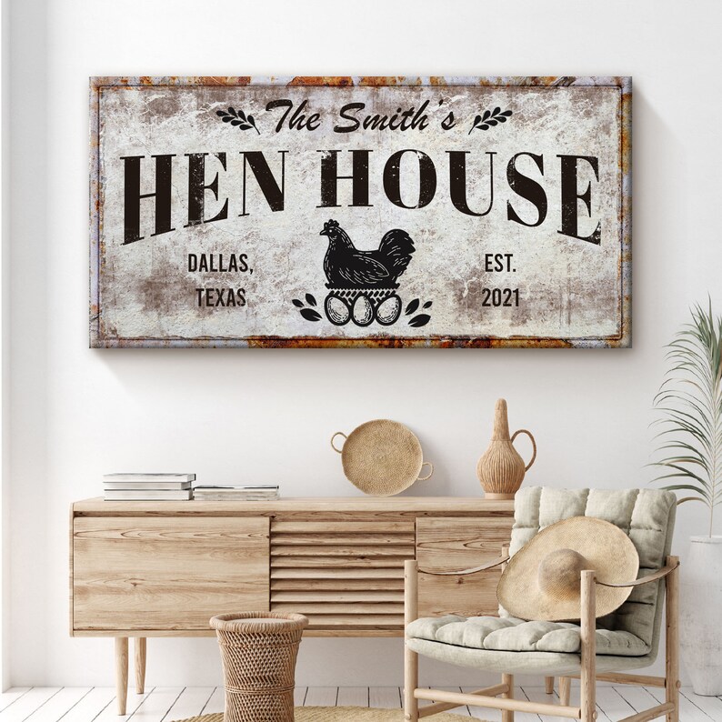 Hen Sign Hen House Sign | Chicken Coop Signs | Chicken Decor Farm Sign | Ranch ...