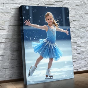Personalized Figure Skater Portrait From Photo | Custom Skating Canvas Decor | Gift for Girls | Birthday Gift For Girls | Kids Room Wall Art