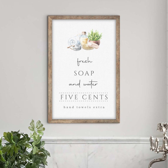 Washroom Decor Toilet Sign | Vintage Soap And Water Fresh Bath Sign | Bathroom Wall Art Gift Sign Decor | Art For The Bathroom Wall Art