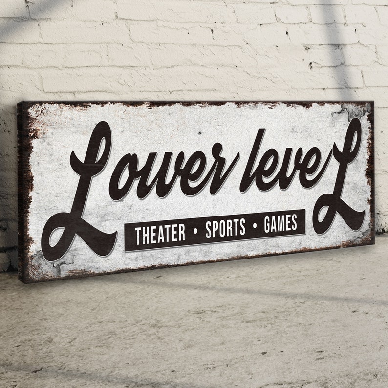 Lower Level Sign | Basement Signs | Theater Room Decor | Basement Wall ...