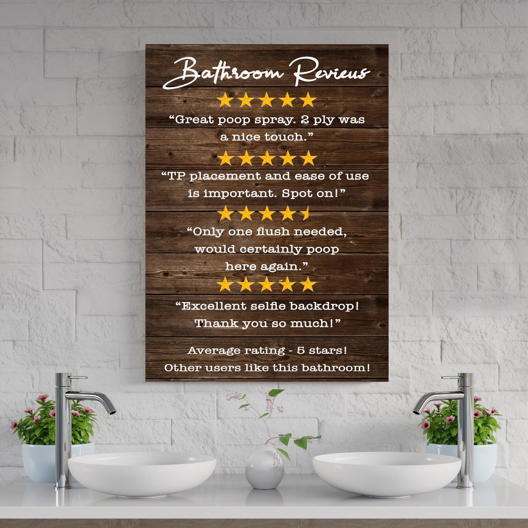 Bathroom Sign Wall Decor Funny Bathroom Reviews Wall Decor Farmhouse
