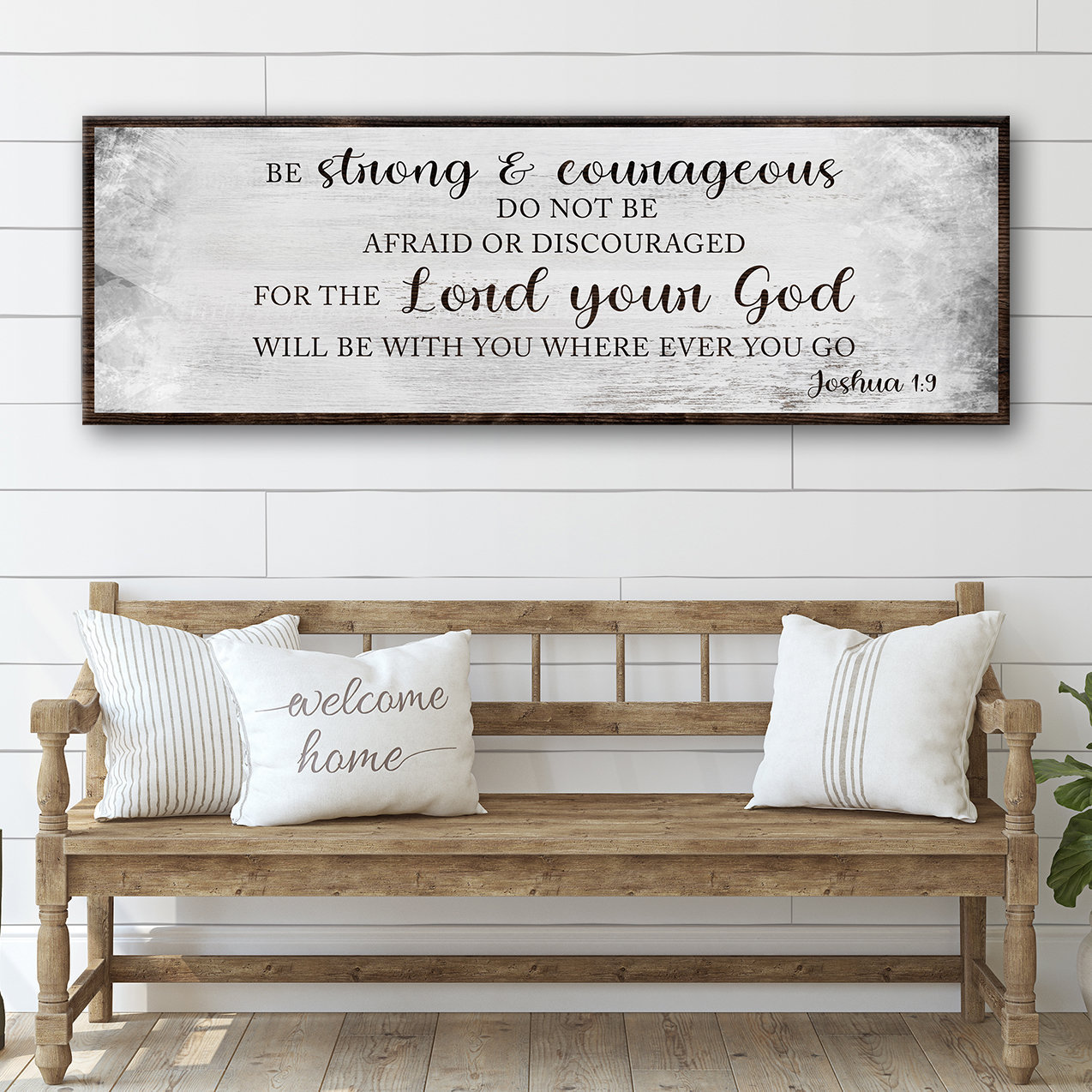 Joshua 1:9 Faith Sign | Be Strong And Courageous Bible Verse Wall Art | Religious Sign Christian Gift Wall Decor | Personalized Church Decor