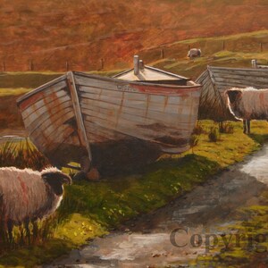 Sheep Boats Canvas Wall Art Print by Irish artist Keith Glasgow