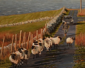 Sheep Ireland Canvas Wall Art Print by Irish artist Keith Glasgow