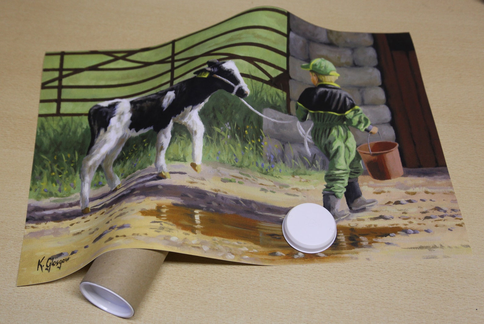 John Deere Young Farmer Calf Canvas Wall Art Impresión de arte Etsy