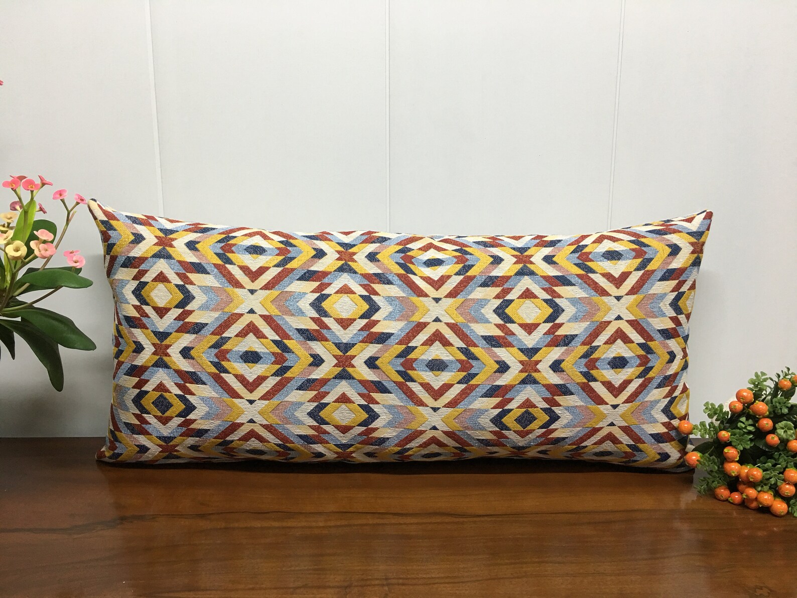 Lumbar Pillow Case Turkish Pattern Cushion Geometric Fabric Etsy