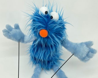 Blue Caveman - hand puppet, muppet style