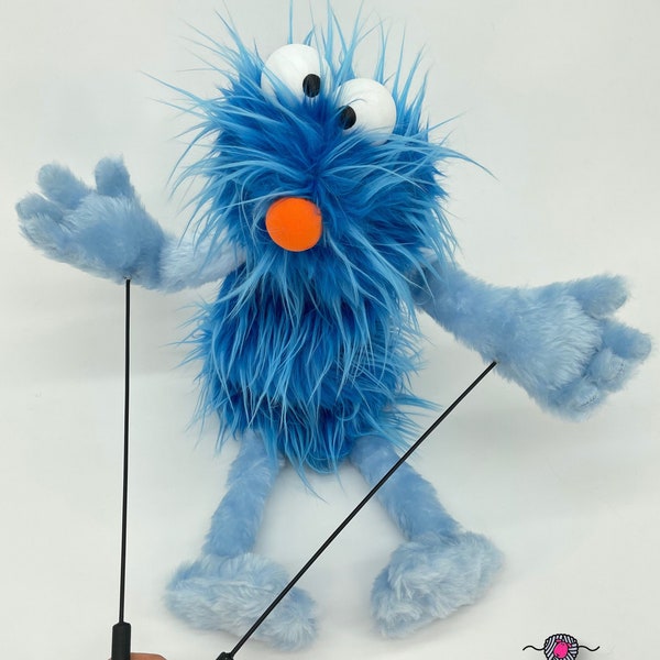 Blue Caveman - hand puppet, muppet style