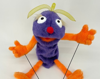 Smart Larry with orange accent - hand puppet, monster puppet