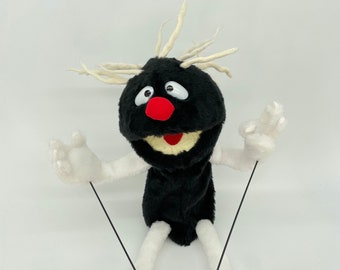 Black Shadow with white accent - hand puppet,  muppet style