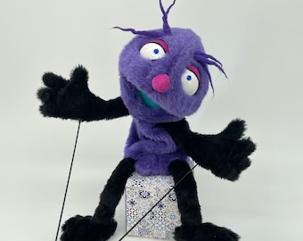 Space Girl with black accent - hand puppet, muppet style