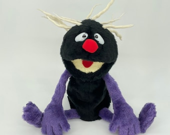 Black Shadow with purple accent - hand puppet,  muppet style