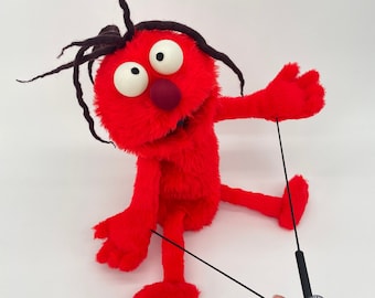Red Monster - hand puppet, muppet style with dreads