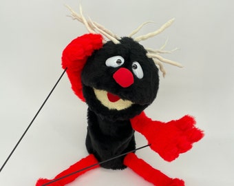 Black Shadow with red accent - hand puppet,  muppet style