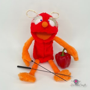 Sweet Pepper with orange accent - hand puppet, muppet style