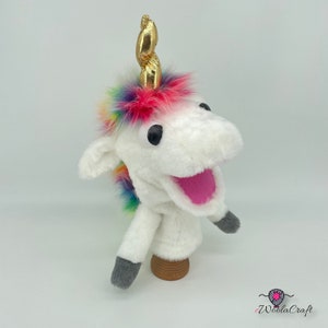 Rainbow Unicorn - hand puppet,  muppet style