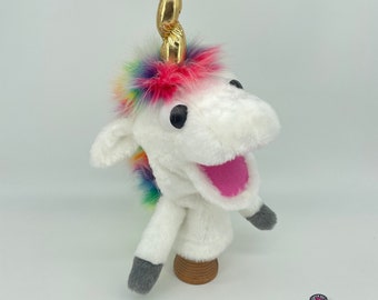 Rainbow Unicorn - hand puppet,  muppet style