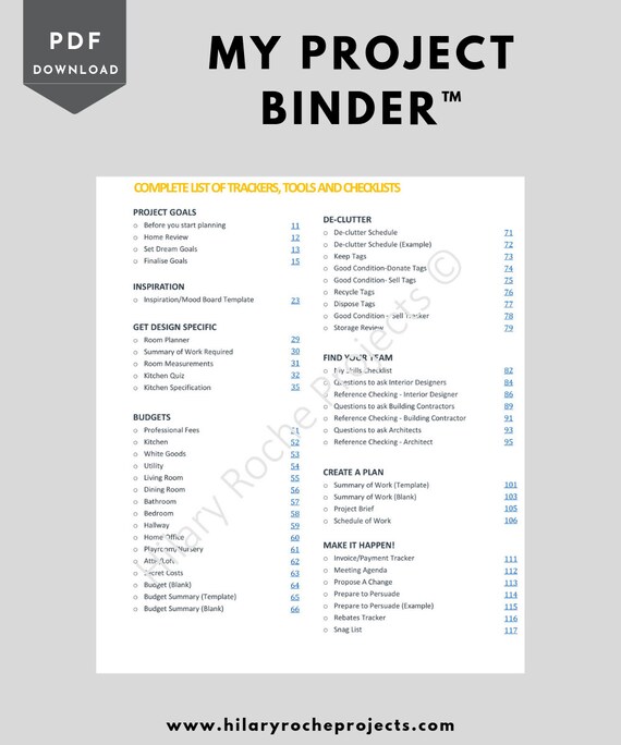 My Project Binder Digital Download Pdf Print At Home A4 Bonus Tools