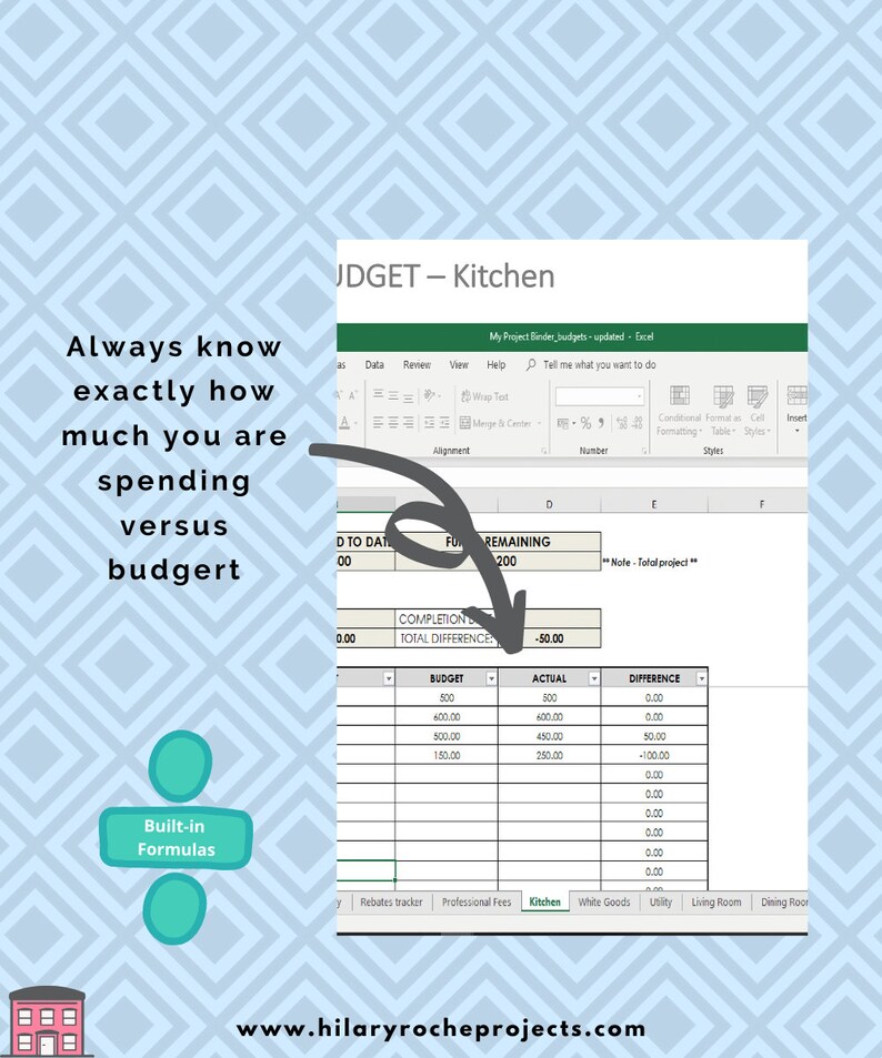HOME RENO CALCULATOR excel Budget Tracker Project Summary Etsy