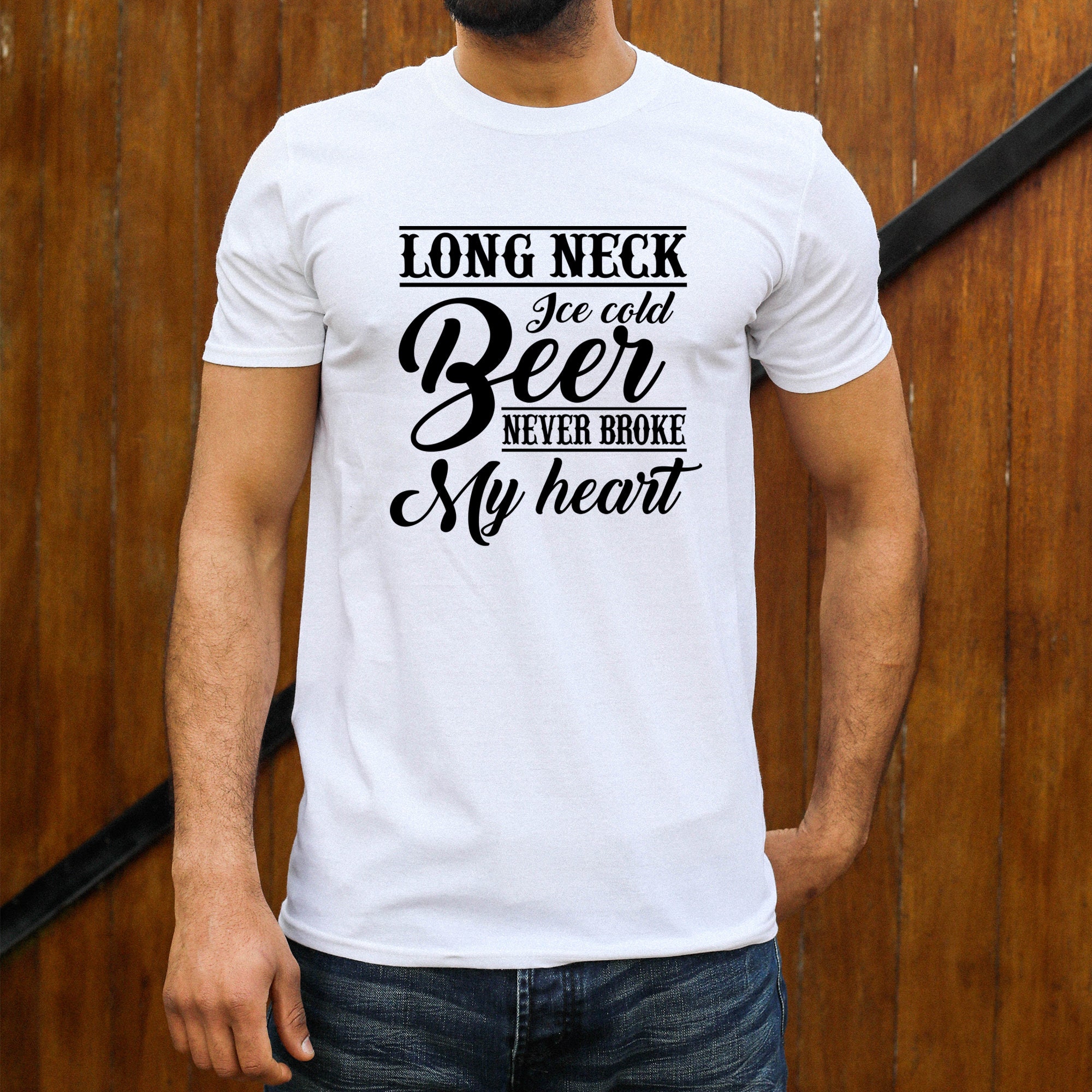 long neck ice cold beer never broke my heart shirt