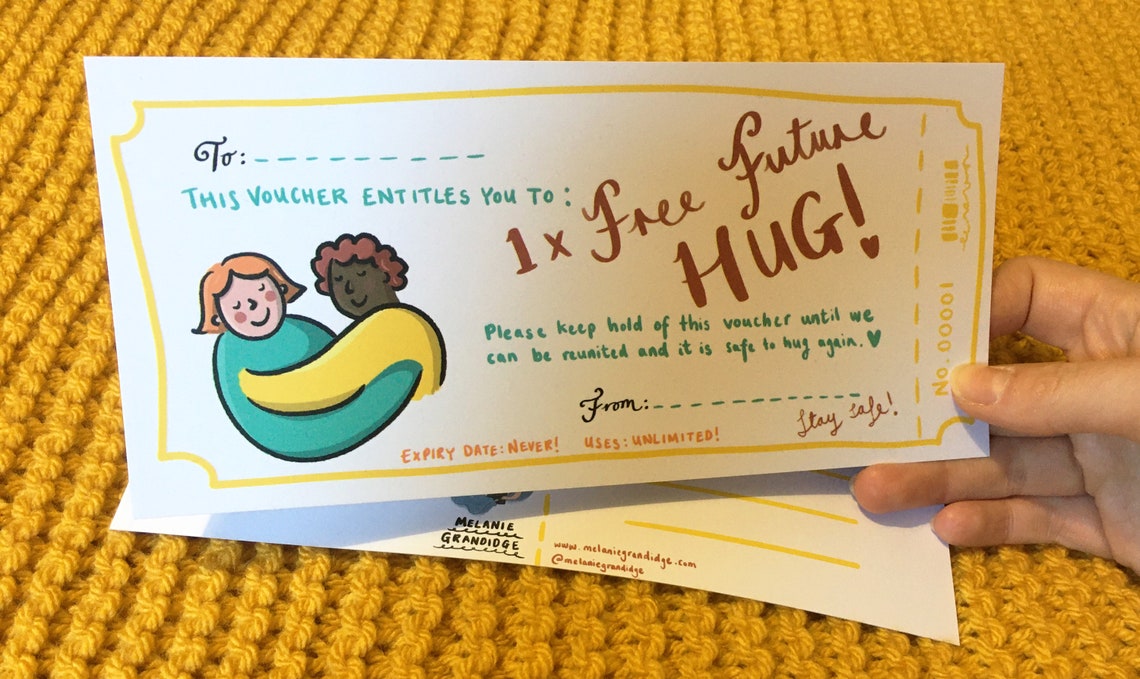 Post a Hug Hug Voucher Postcard Token / Lockdown Gift For Etsy