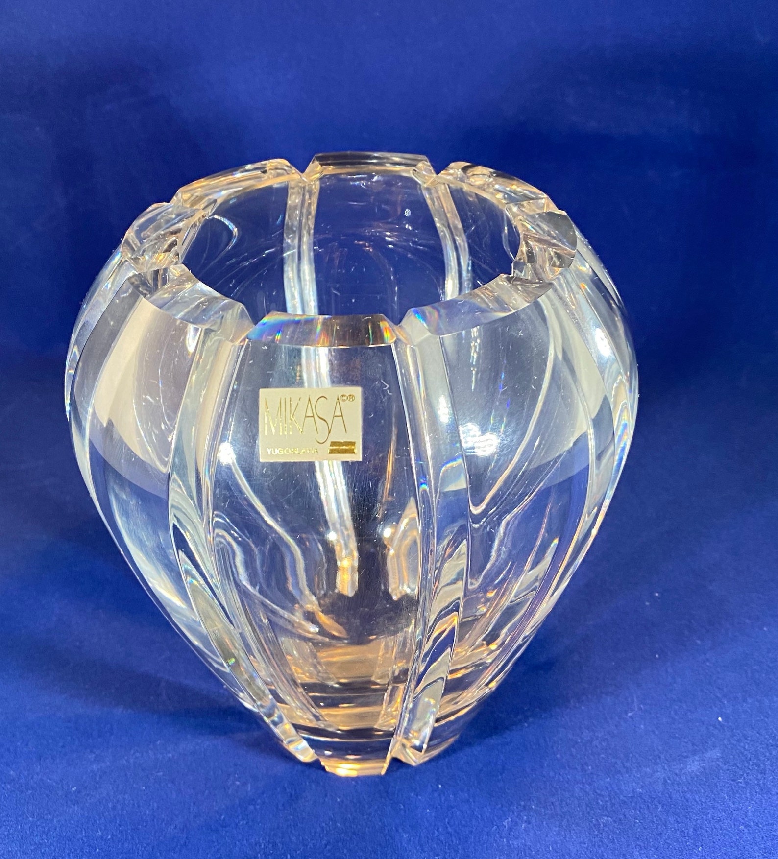 Vintage Lead Crystal Vase by MIKASA Yugoslavia Very Heavy Stunning Rare