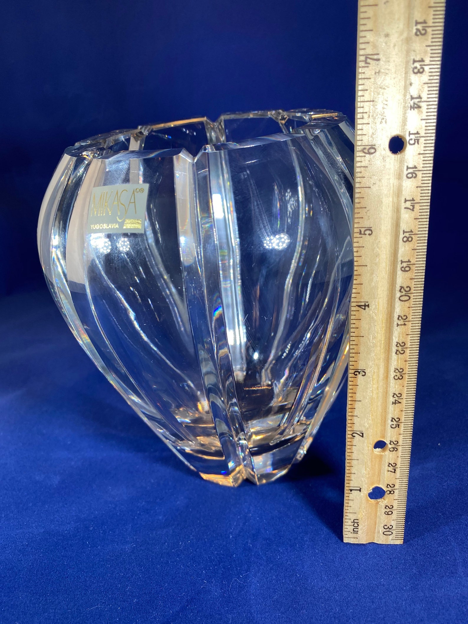 Vintage Lead Crystal Vase by MIKASA Yugoslavia Very Heavy Stunning Rare