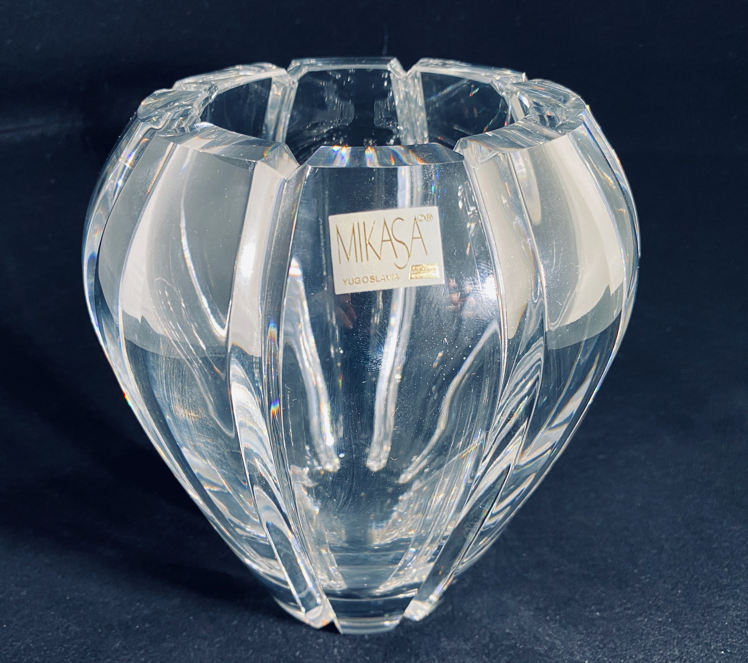 Vintage Lead Crystal Vase by MIKASA Yugoslavia Very Heavy Stunning Rare