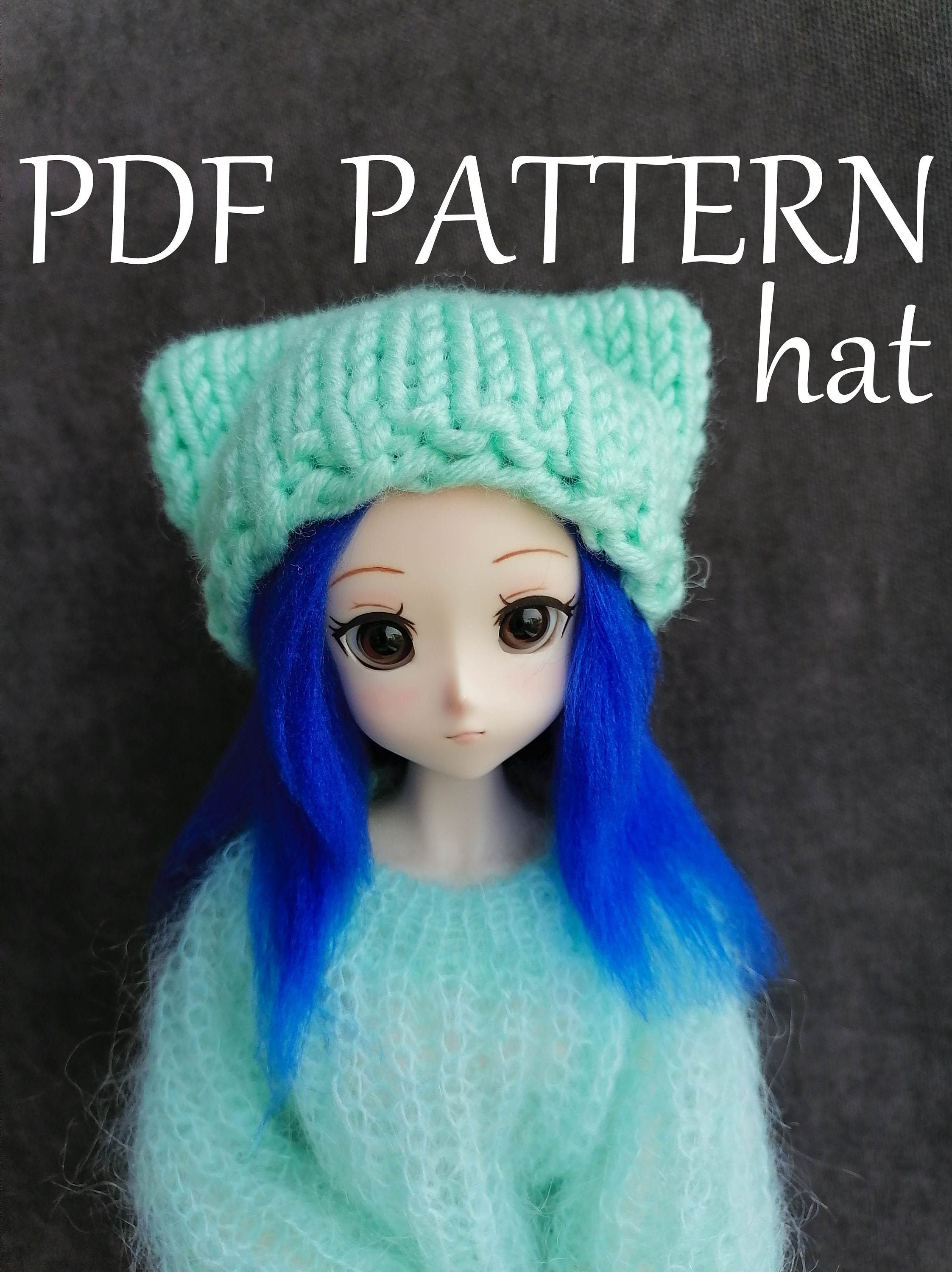 KNIT BEANIE PATTERN Bjd doll How to do Stocking stitch knit Etsy