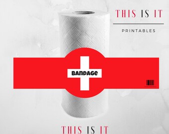 bandage wrappers paper towel label gamer video bday party decor pdf instant download - medkit in fortnite