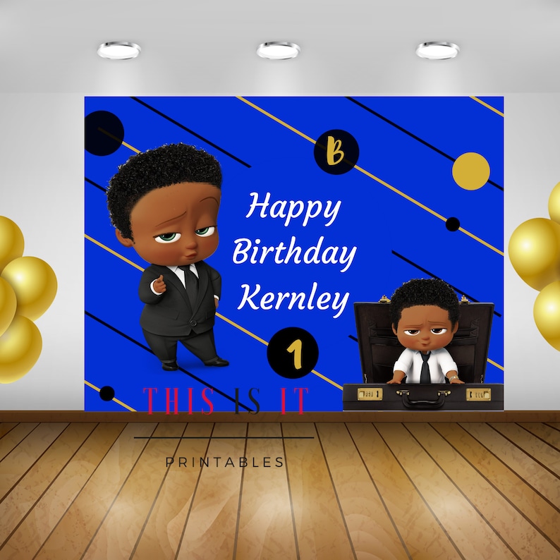 African american boss shower party supplies African american BOSS, Baby shower digital backdrop 48X36 Boss Birthday ,boss Banner pdf file image 1