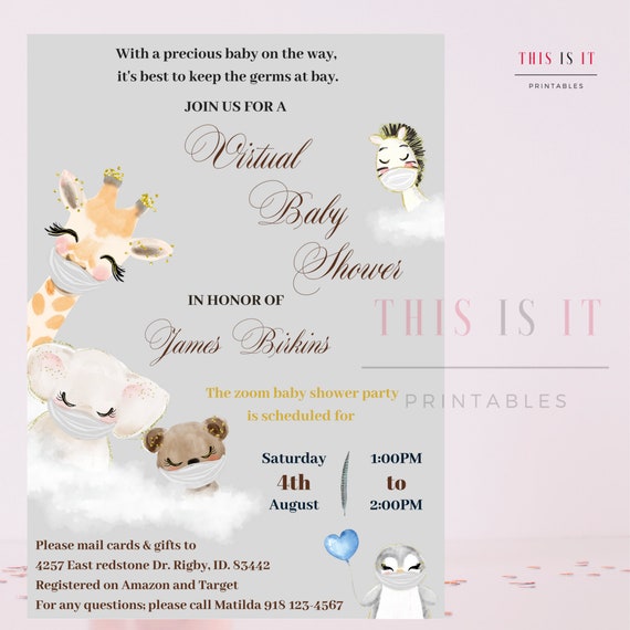 Virtual Baby Shower Invitations Zoom Baby Shower Invitations Etsy