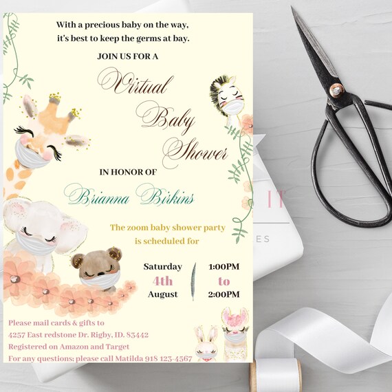 Virtual Baby Shower Invitations Zoom Baby Shower Invitations Etsy