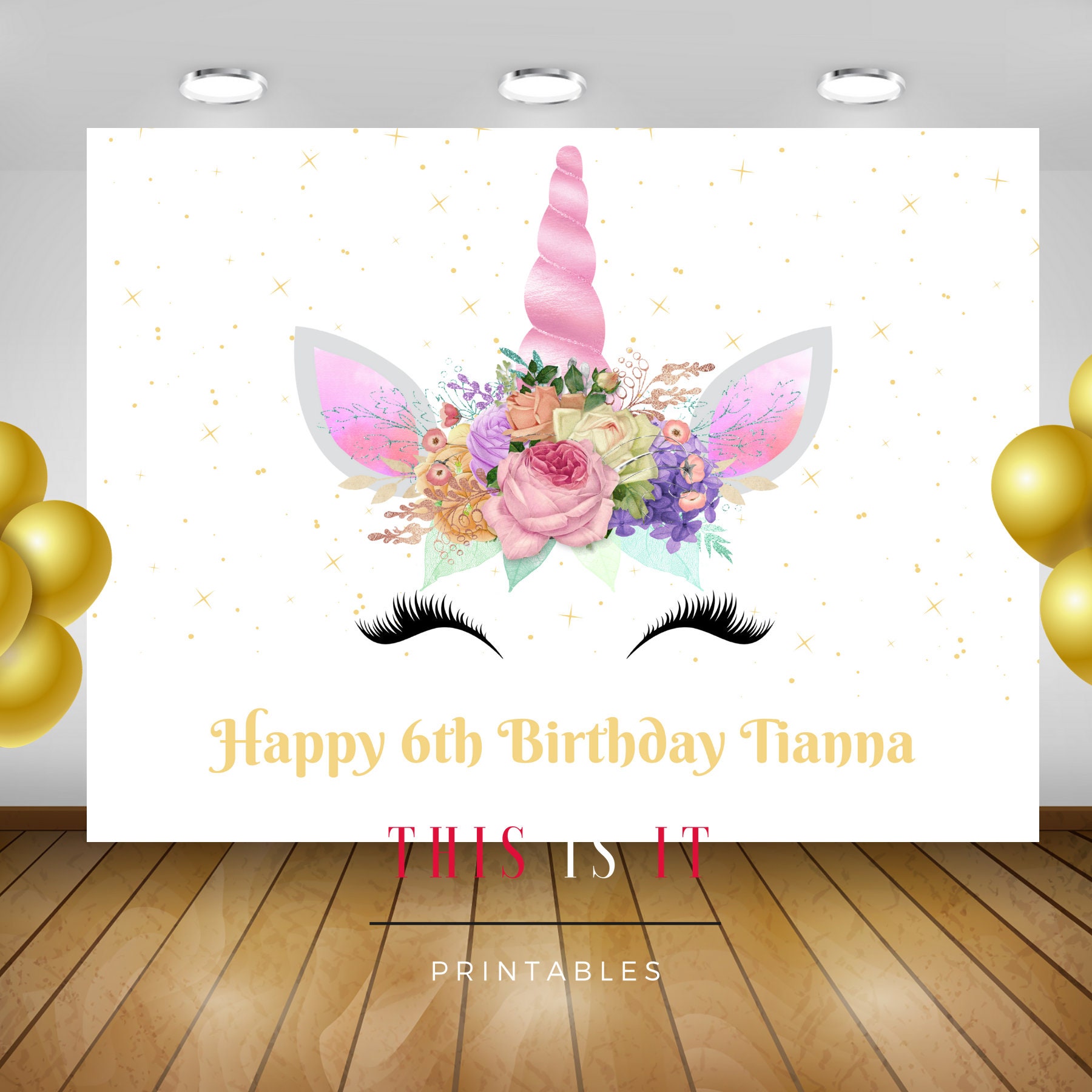 UNICORN BIRTHDAY BACKDROP 48X36 digital File | Etsy