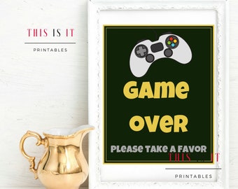 Game Over Thanks for Playing Printable Sign, Game Theme decor, Game Station Favor Sign ,Video Game Controller Birthday ,INSTANT DOWNLOAD