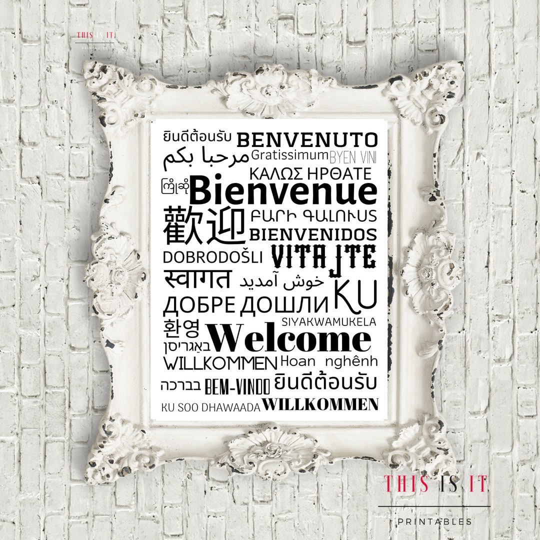 Printable Welcome Sign, Guesthouse Decor, Global Greetings, Welcome ...