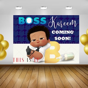 African american boss shower party supplies African american BOSS, Baby shower digital backdrop 48X36" Boss Birthday ,boss Banner pdf file