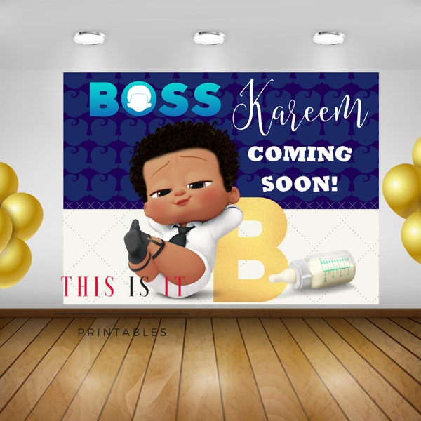 African american boss shower party supplies African american BOSS, Baby shower digital backdrop 48X36" Boss Birthday ,boss Banner pdf file
