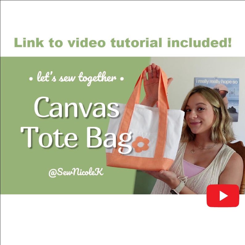 Canvas Tote Bag PDF Sewing Pattern & Instructions | Instant Download ...