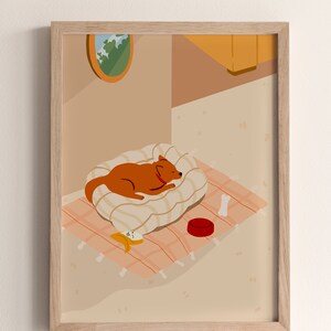 Illustration imprimable de Shiba, imprimable de crabot de pépinière, décor de mur de pépinière, illustration de chien pour le mur, imprimable de Shiba, illustration danimal familier. image 2