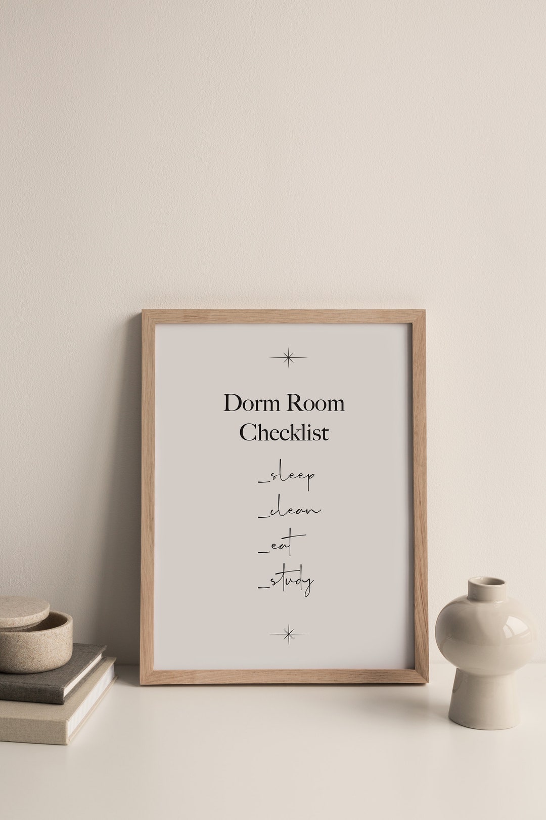 Printable Dorm Room Checklist Poster, Minimalist Modern Dorm Wall Decor ...