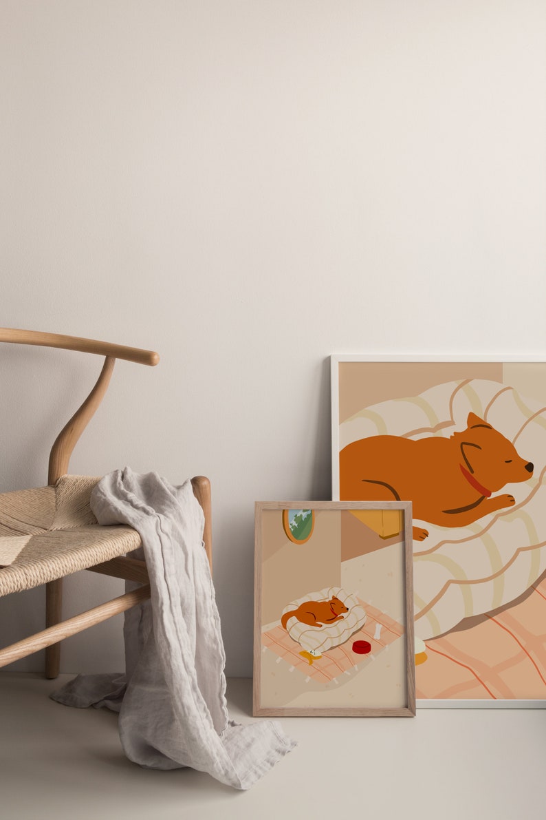 Illustration imprimable de Shiba, imprimable de crabot de pépinière, décor de mur de pépinière, illustration de chien pour le mur, imprimable de Shiba, illustration danimal familier. image 4